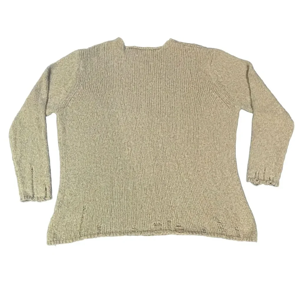 Zara Man New York Edition Men's L Taupe Distressed Knit Grunge Sweater